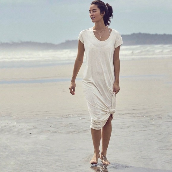 Athleta Martinique Slub Knit Cap Sleeve Maxi Dress Aged White XXS - Picture 1 of 13